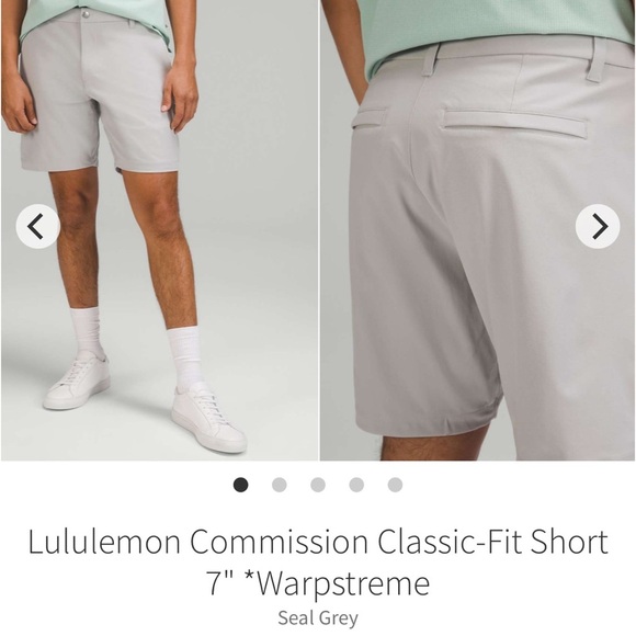 Lululemon Commission Classic-Fit Short 7" Warpstreme Seal Grey 2022 M7AJXS Sz 34 - Picture 1 of 7